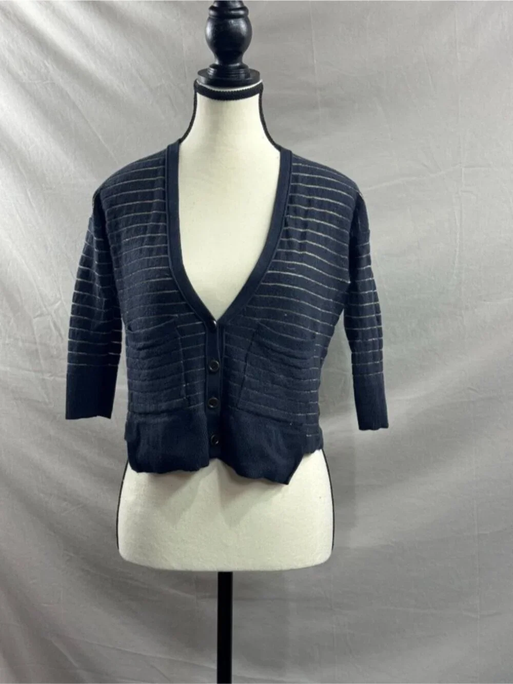 Club Monaco Striped Cardigan Black and Gold - Picture 4 of 6
